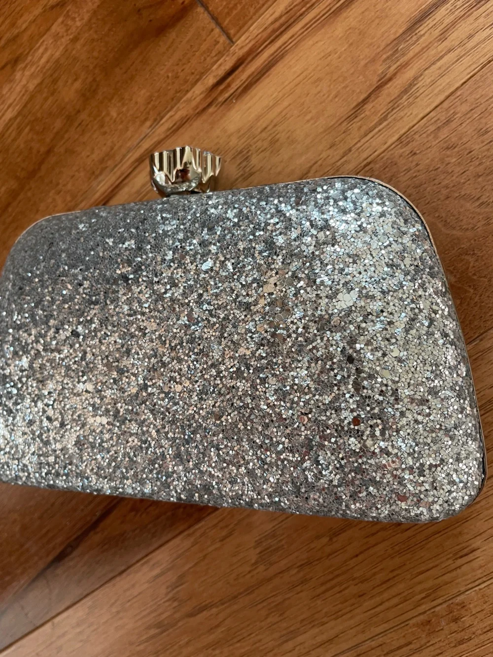 Silver Glitter Rhinestone Crystal Clutch Evening Bag Chain Strap